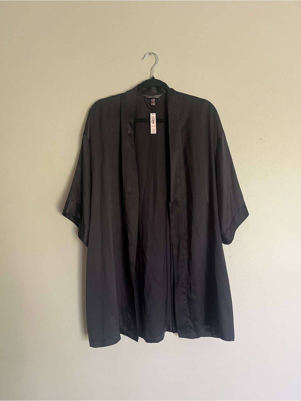 NWT Victoria’s Secret satin black robe size XS feminine girly classic